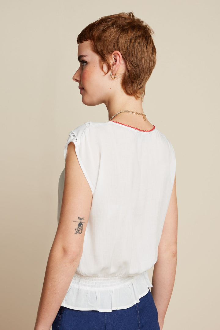 King Louie | Selly Top | Cream / Citrine Embroidery