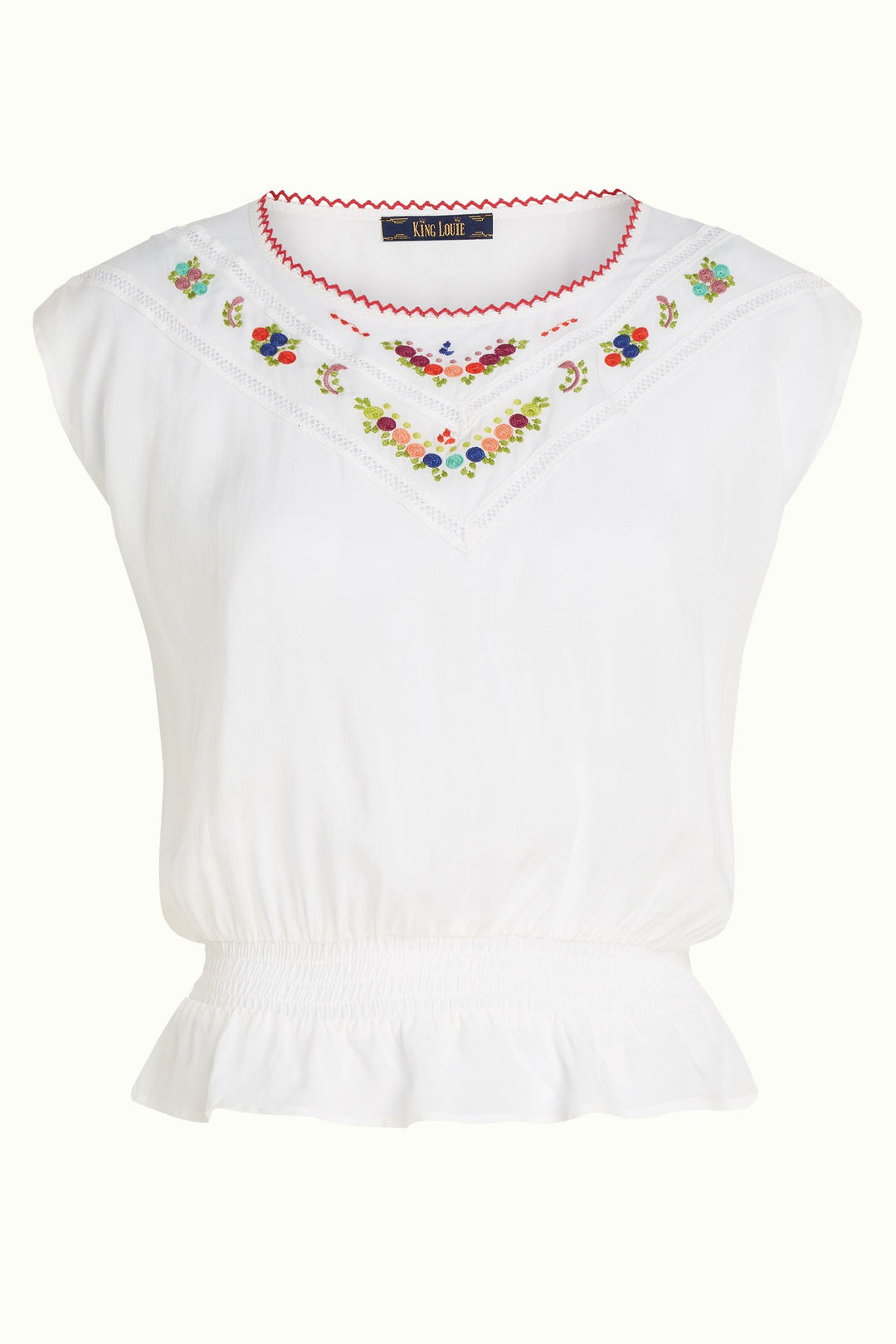 King Louie | Selly Top | Cream / Citrine Embroidery