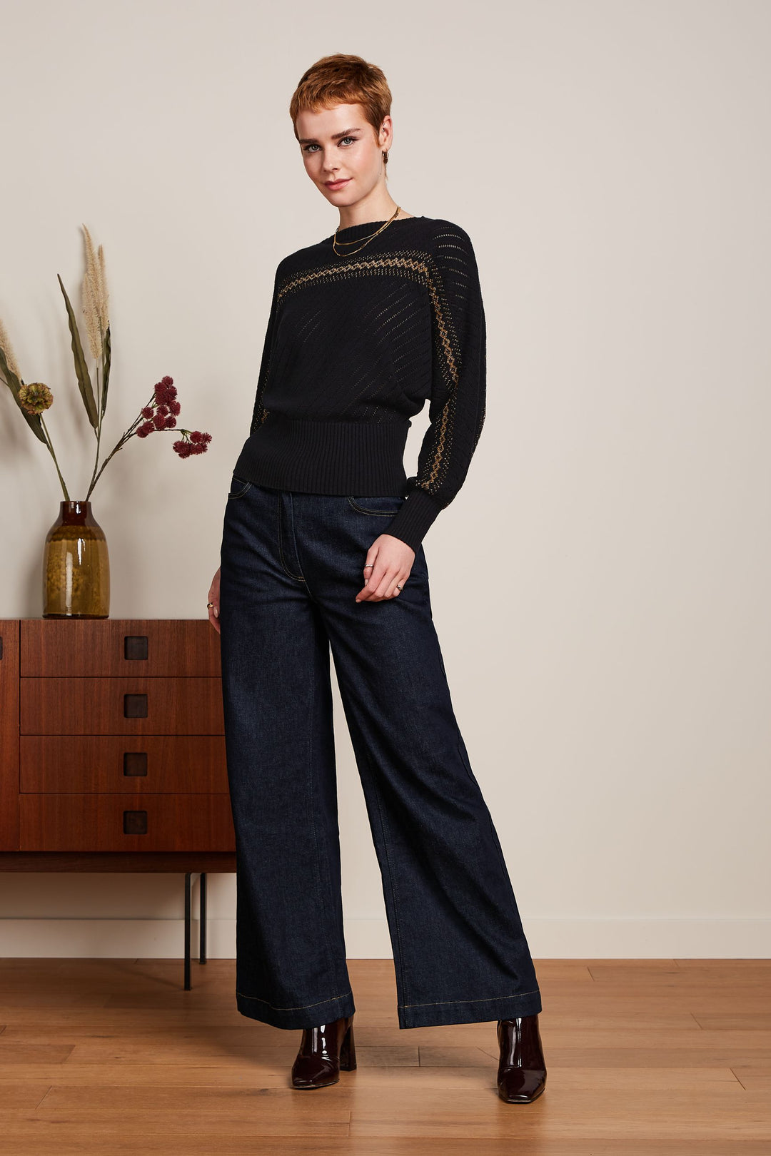 King Louie |Yasmeen Knit Top Eighties | Black / Eighties