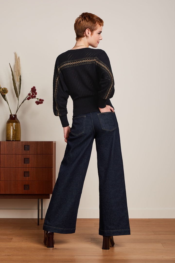 King Louie |Yasmeen Knit Top Eighties | Black / Eighties