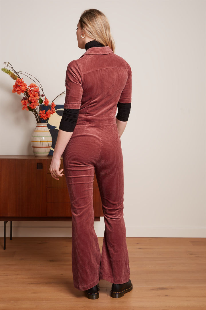 King Louie | Garbo Flare Jumpsuit | Corduroy / Desert Red