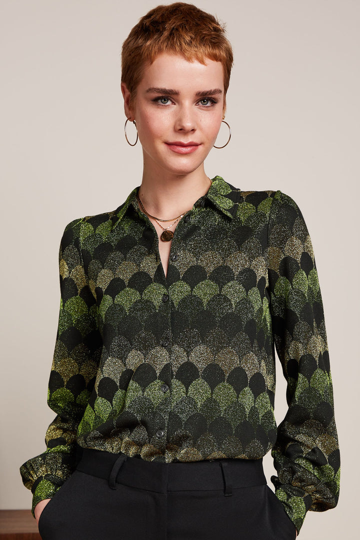 King Louie | Maisie Blouse | Diva Jacquard / Olive Green