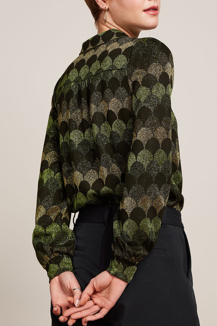 King Louie | Maisie Blouse | Diva Jacquard / Olive Green