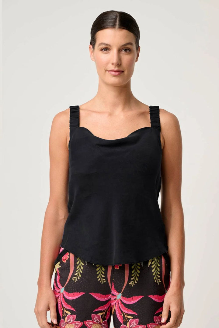 Once Was | Delray Reversible Cupro Cami | Black