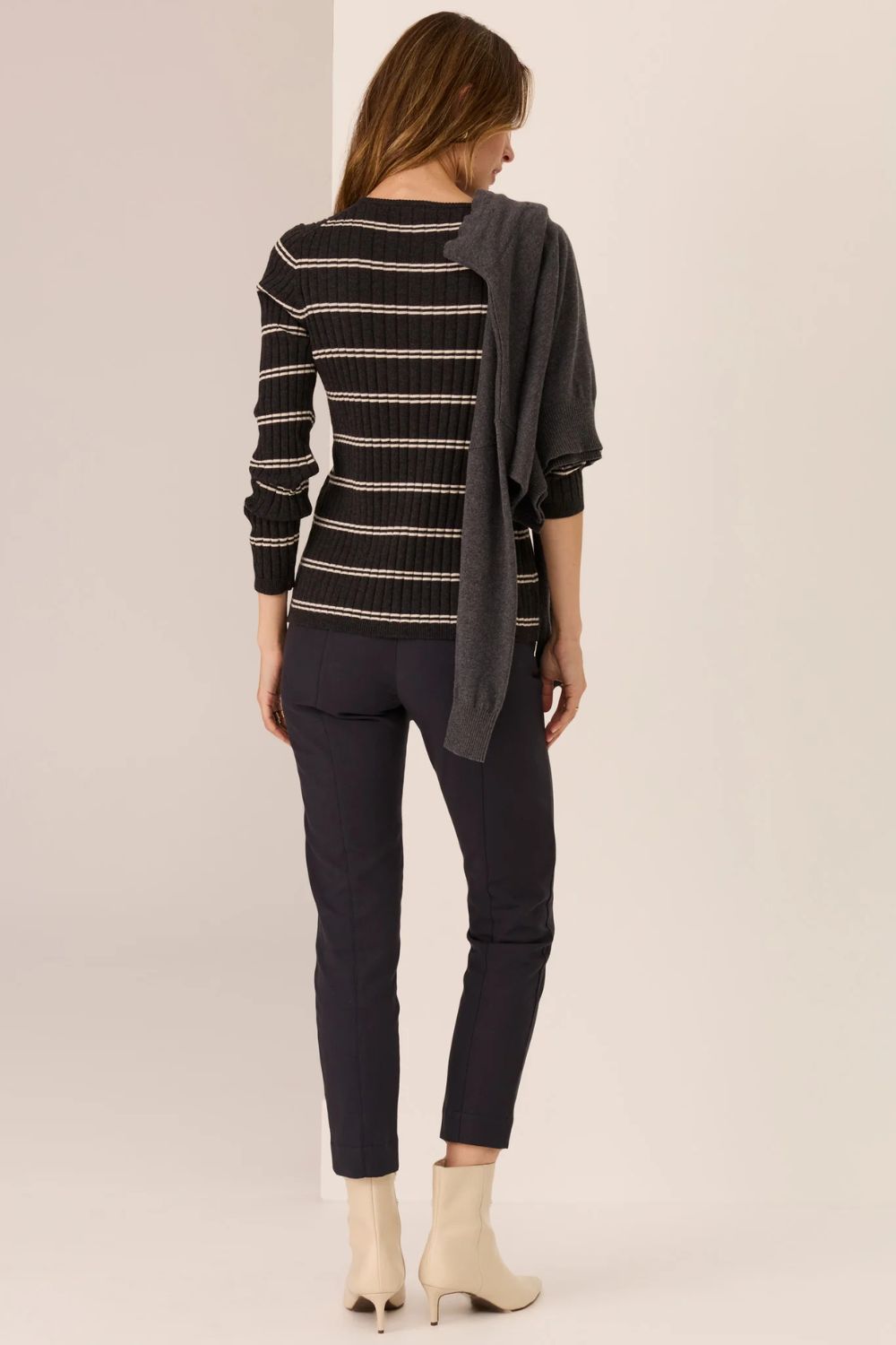 POL Clothing | Tate Henley Knit | Charcoal / White - Dutch Hideout