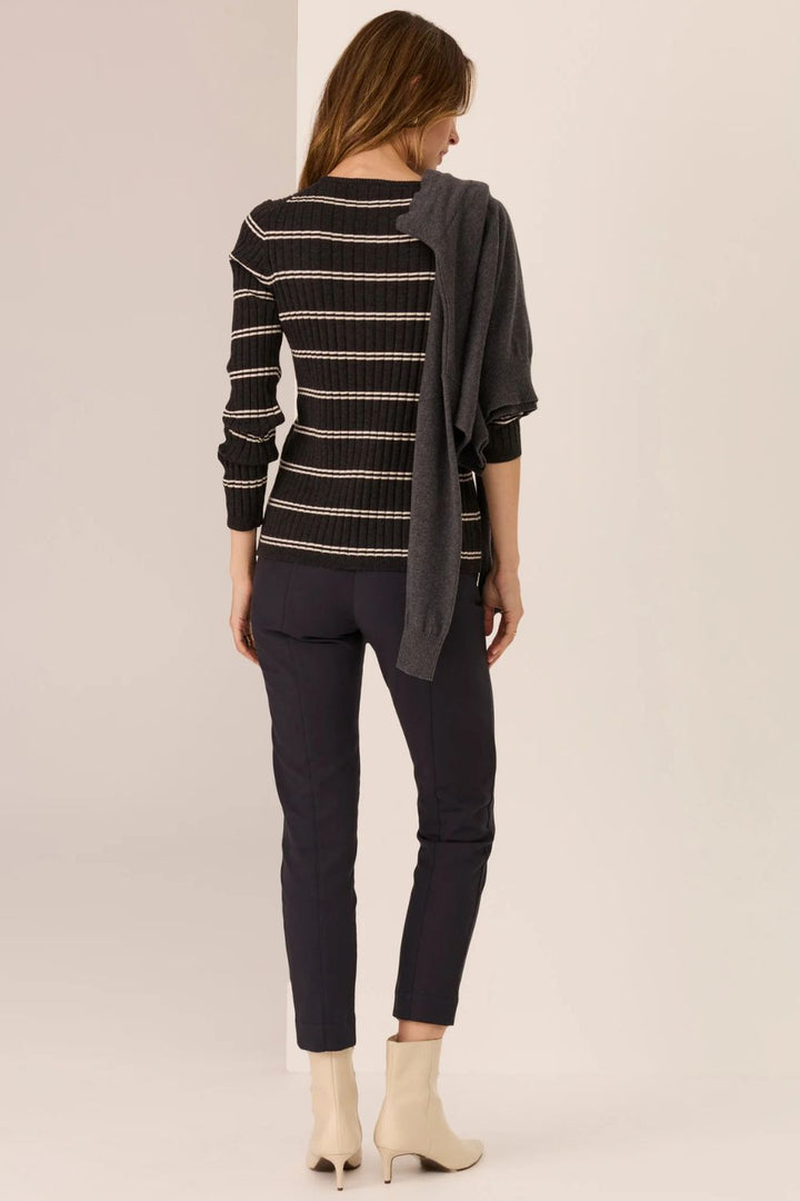 POL Clothing | Tate Henley Knit | Charcoal / White - Dutch Hideout
