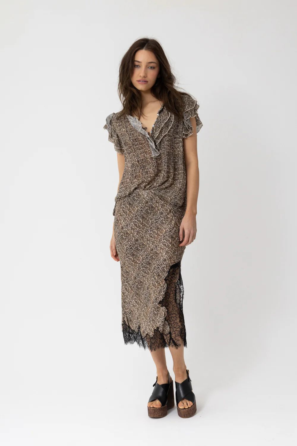 Joey the Label | SATC S/SLV Blouse | Snake Print / Toffee