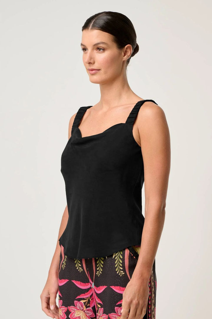 Once Was | Delray Reversible Cupro Cami | Black