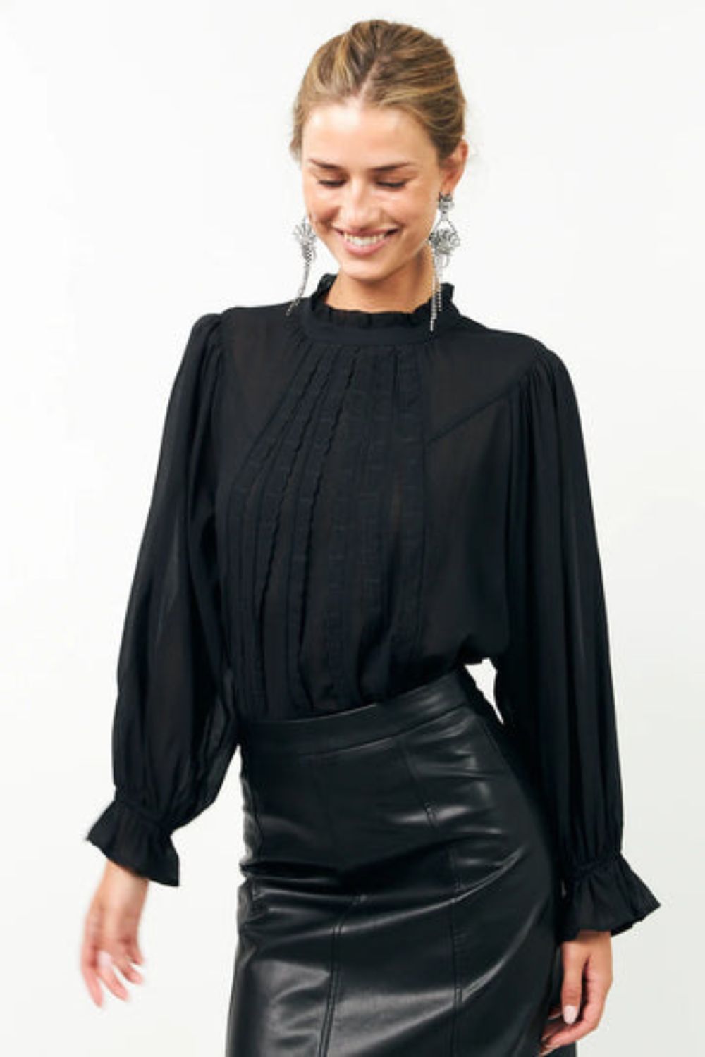 Lollys Laundry | PresleyLL Shirt LS | Washed Black - Dutch Hideout