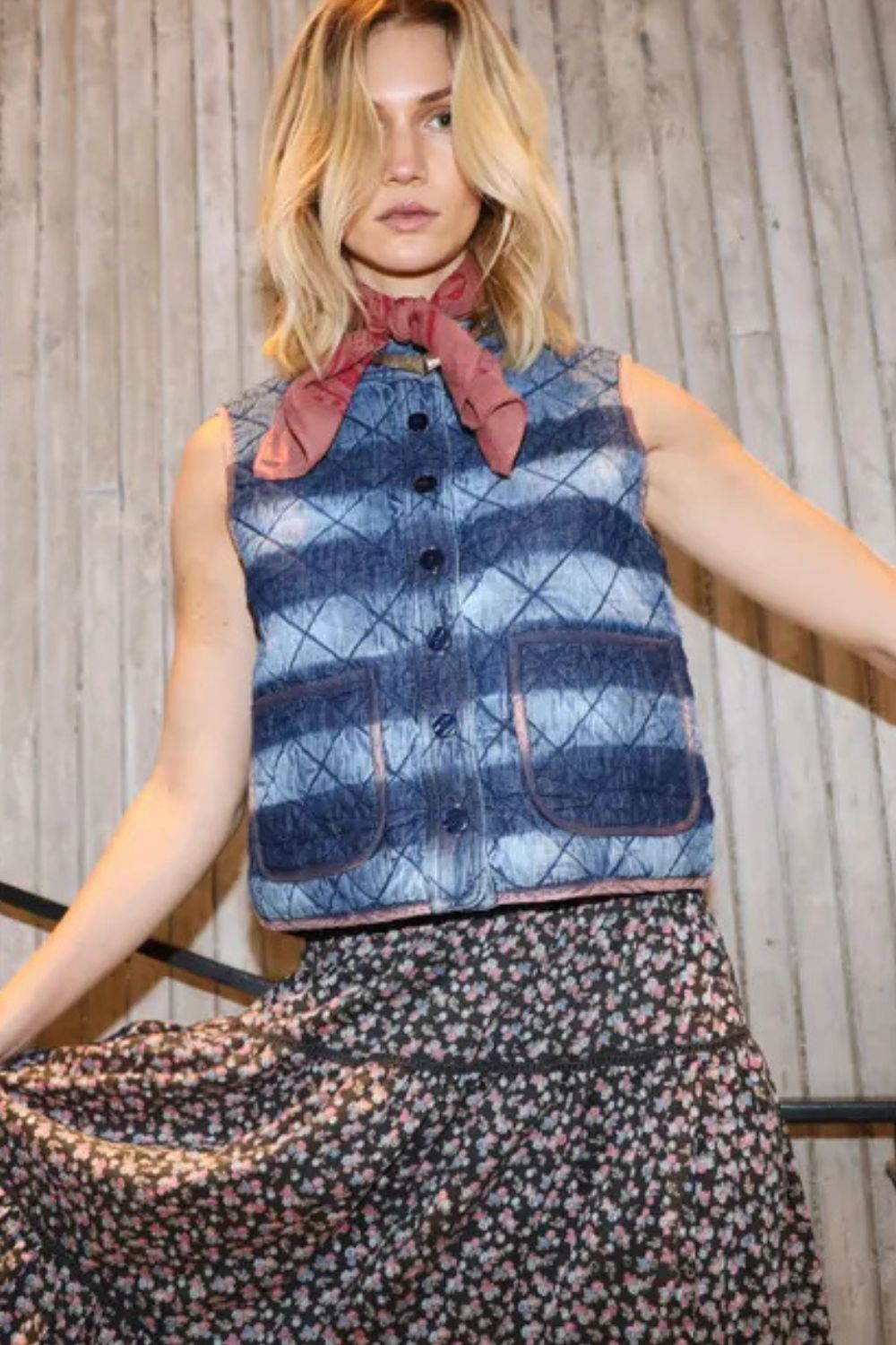 Lollys Laundry | CairoLL Quilted Vest | Blue - Dutch Hideout