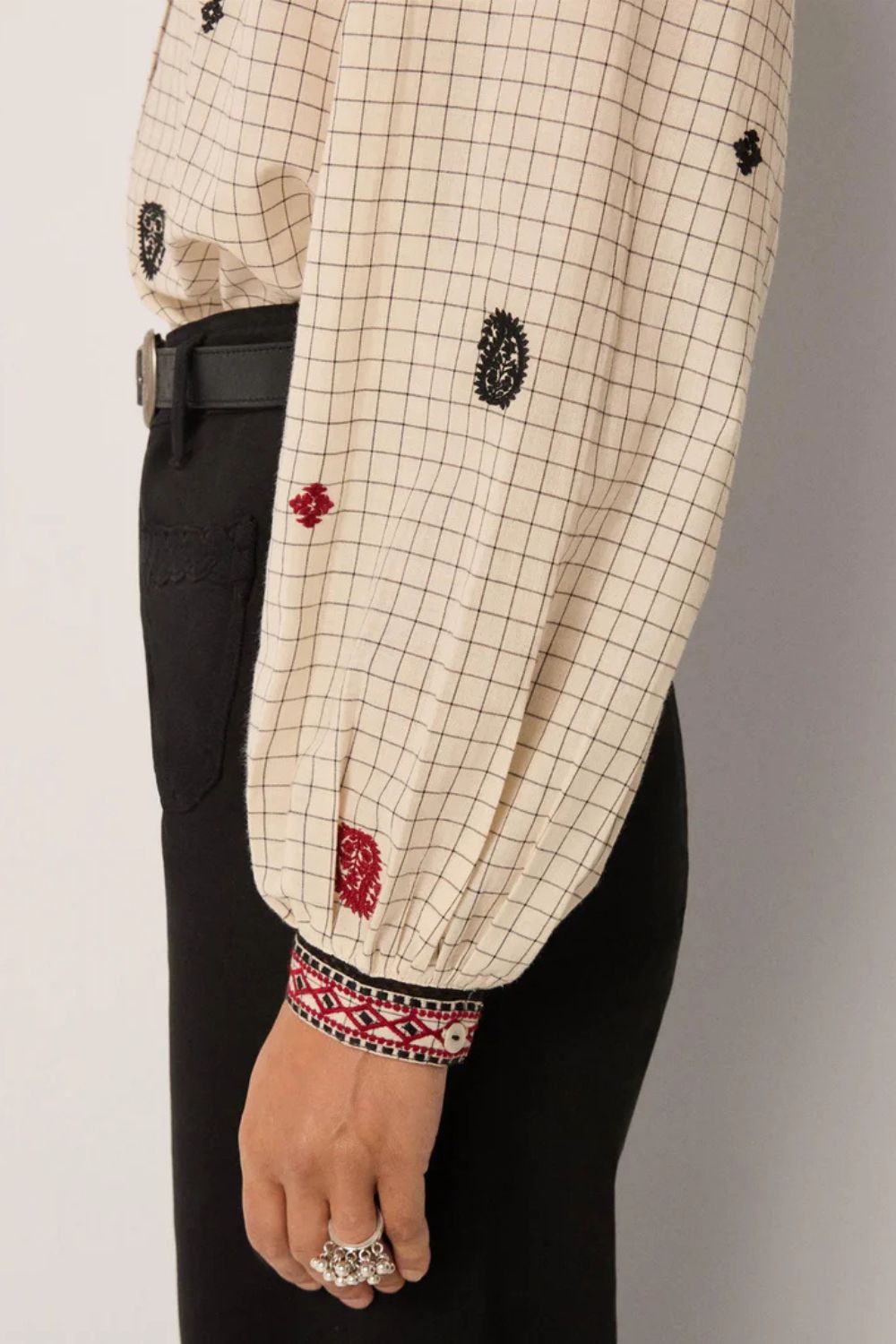 Maison Hotel | Colette Blouse | Ivory Checks - Dutch Hideout