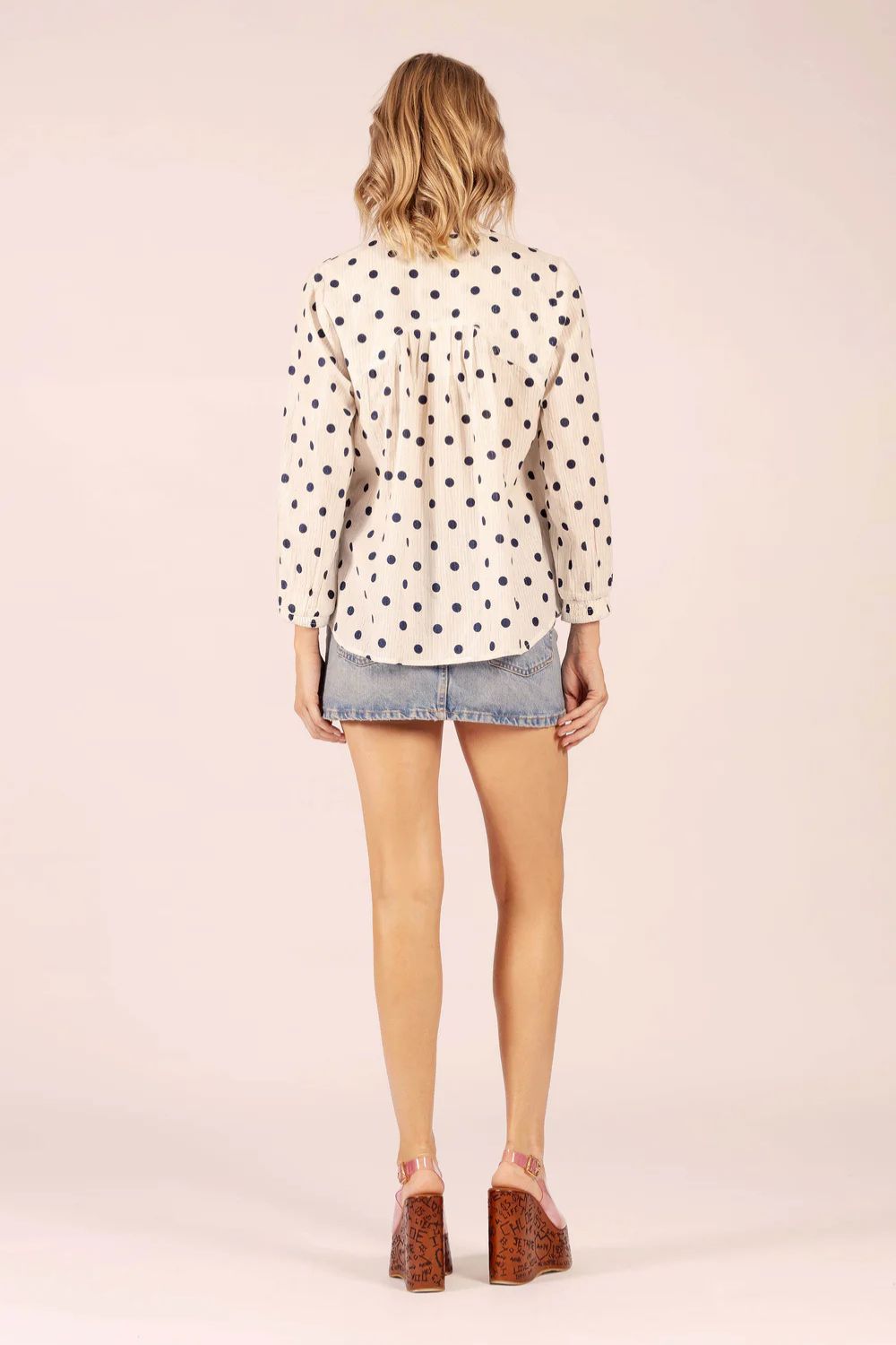 LOLA | Texas Cotton Shirt | Polka-Dot Navy