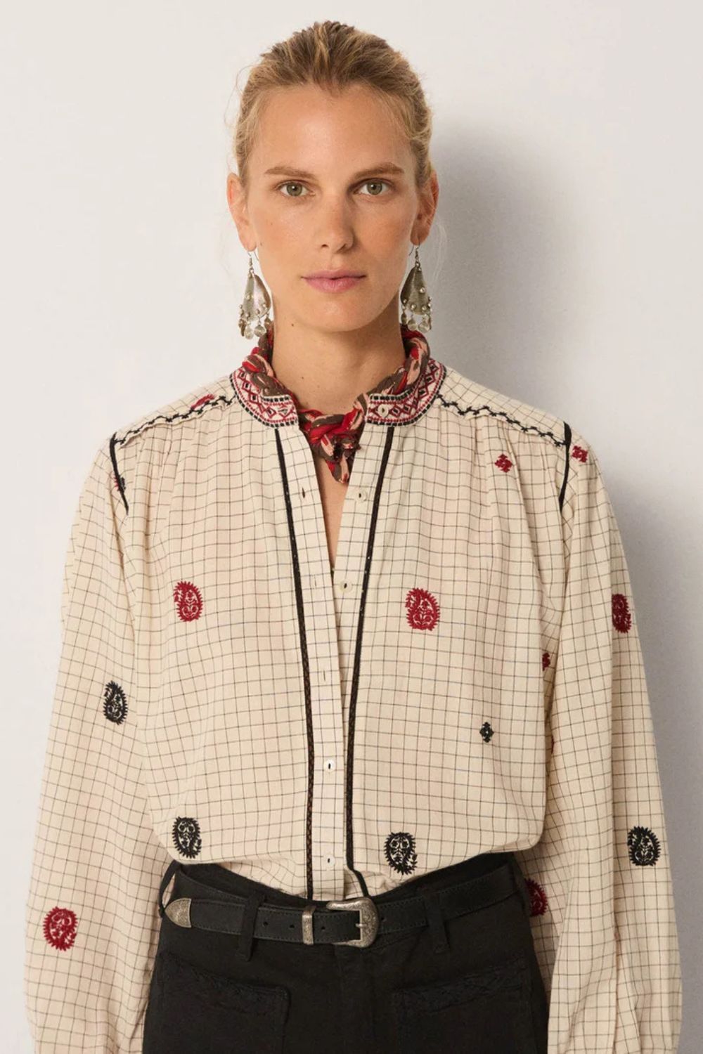 Maison Hotel | Colette Blouse | Ivory Checks - Dutch Hideout