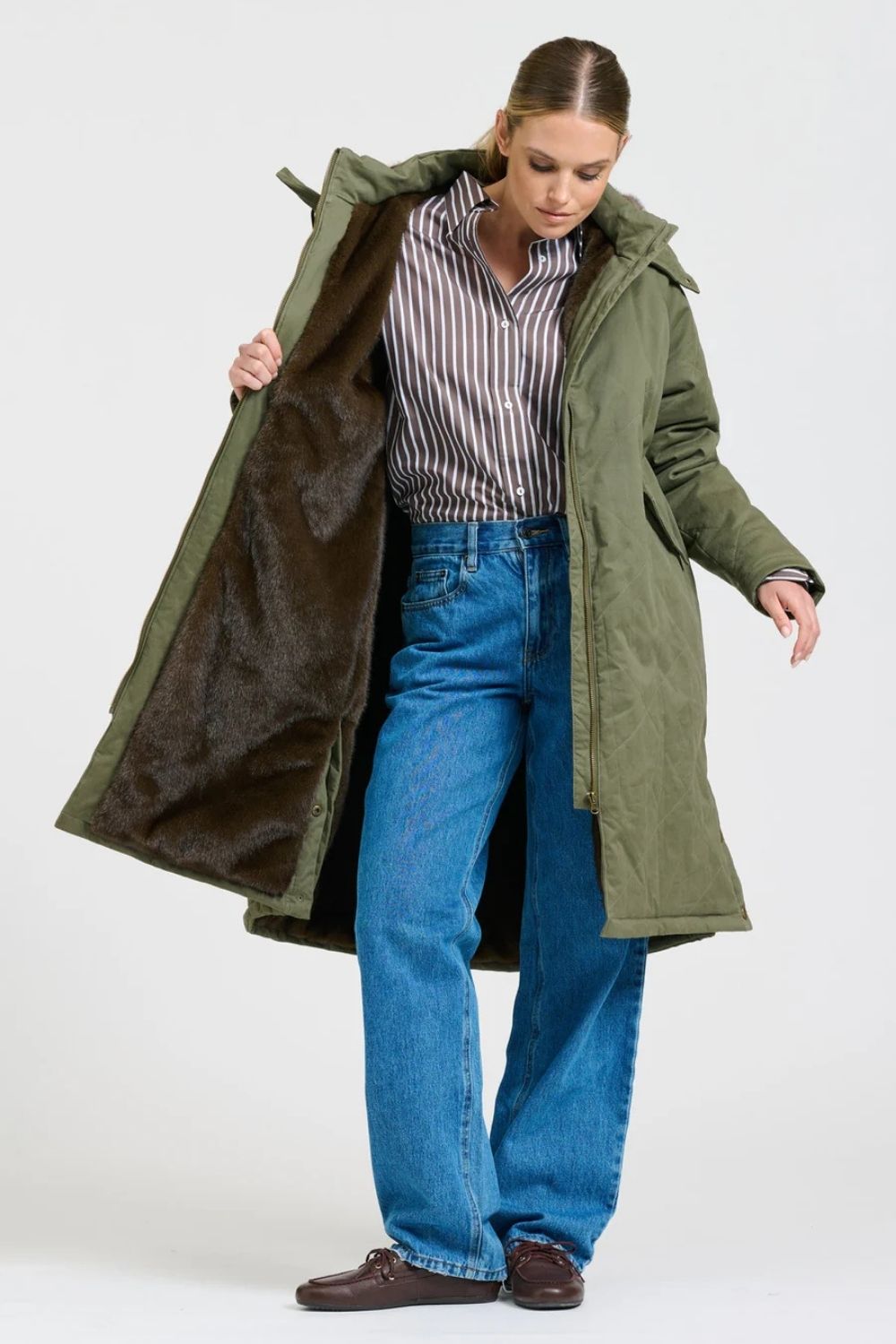 Shirty | Aspen Mid Line Coat | Khaki - Dutch Hideout