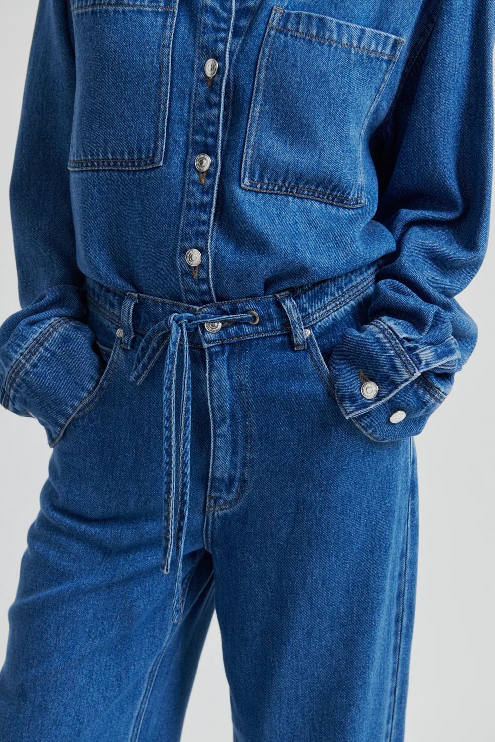 Second Female | Irvine Tie Front Jean | Blue Denim