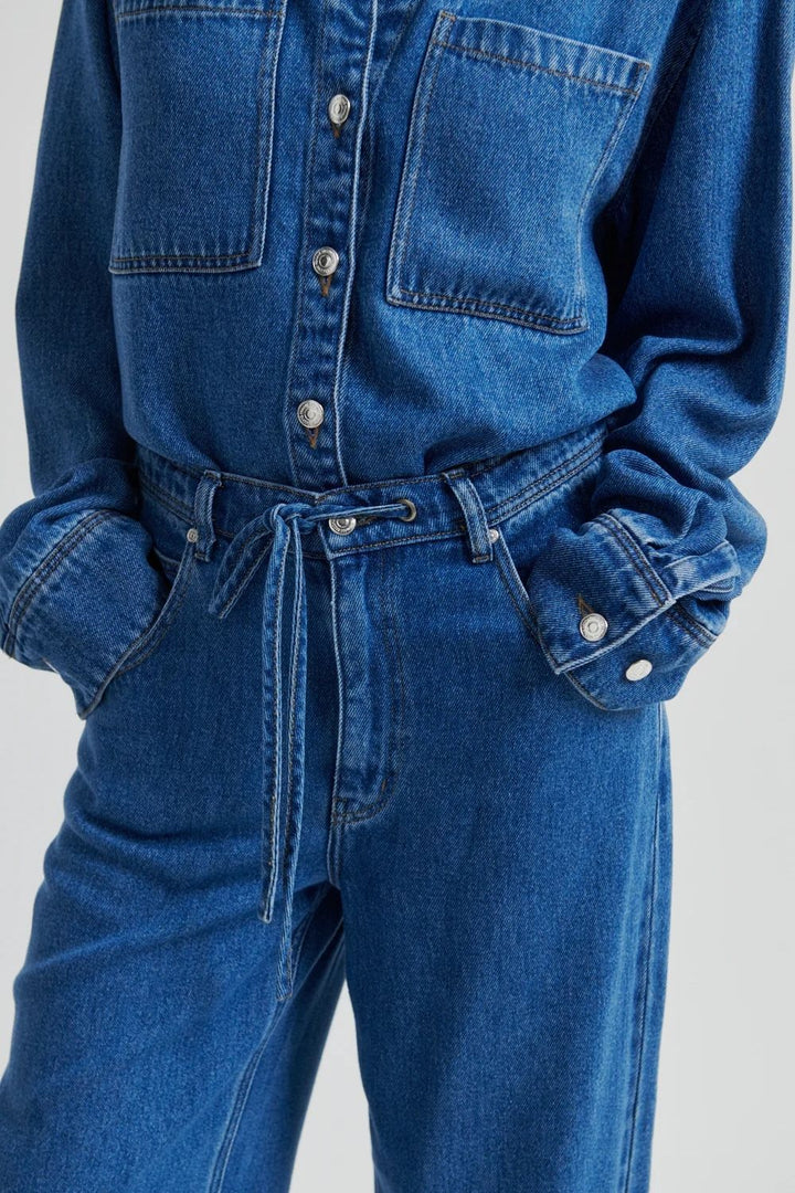 Second Female | Irvine Tie Front Jean | Blue Denim