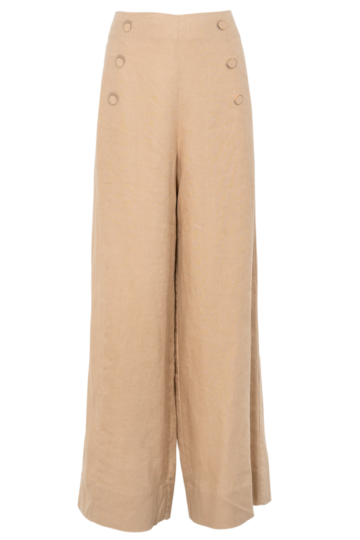 Alessandra | Atlas Linen Pant | Latte