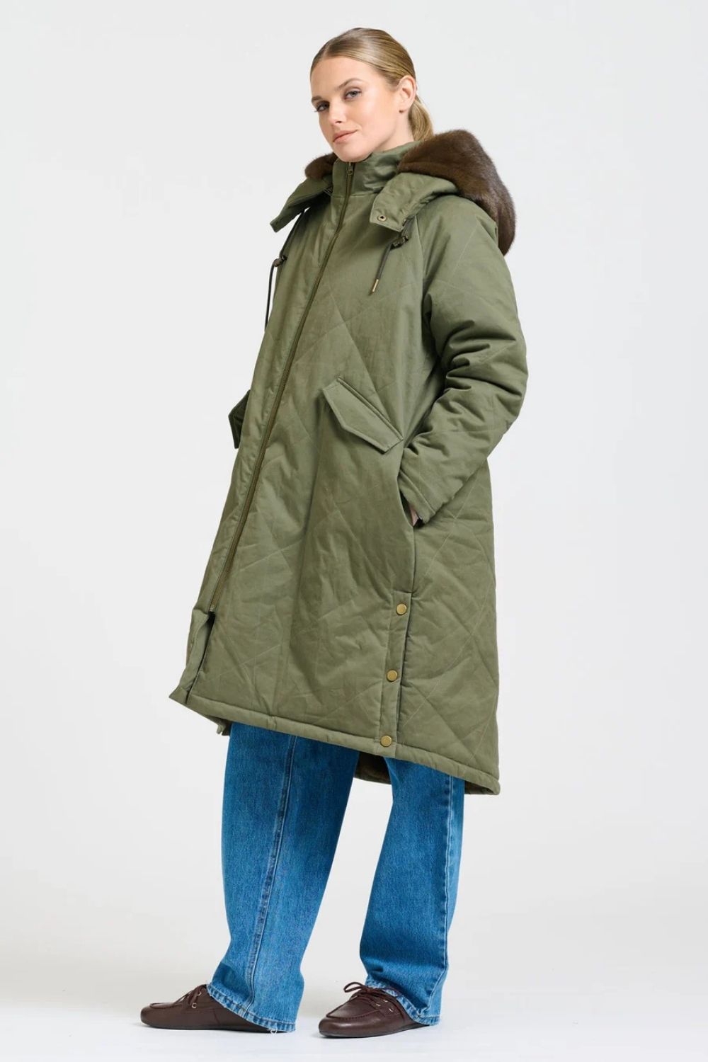 Shirty | Aspen Mid Line Coat | Khaki - Dutch Hideout