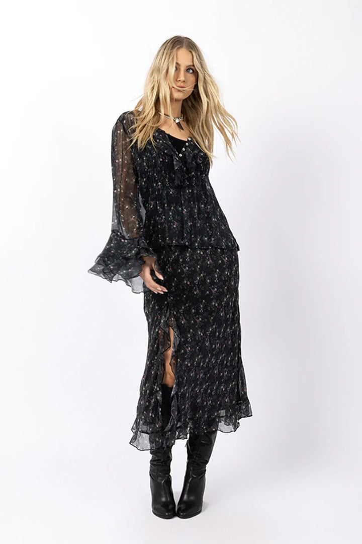 Joey the Label | Captivate Skirt | French Floral - Black