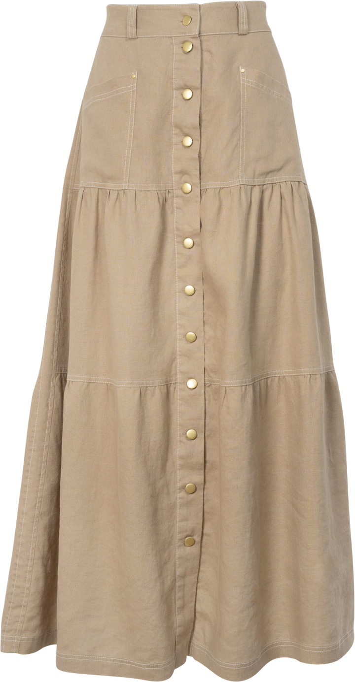 Alessandra | Lotus Linen Skirt | Latte