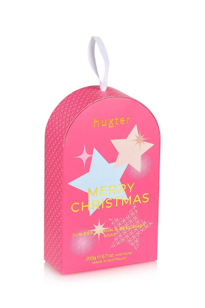 Huxter | Hanging Soap Dome - R'Berry Xmas Sparkles - Raspberry - 'Merry Christmas' 200gm Soap | Juniper Lemon & Bergamot (Copy)