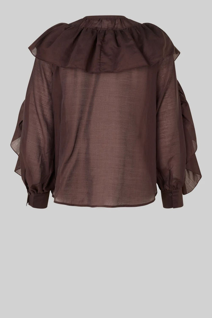 Second Female | Fria Frill Detail Blouse | Chocolate Plum