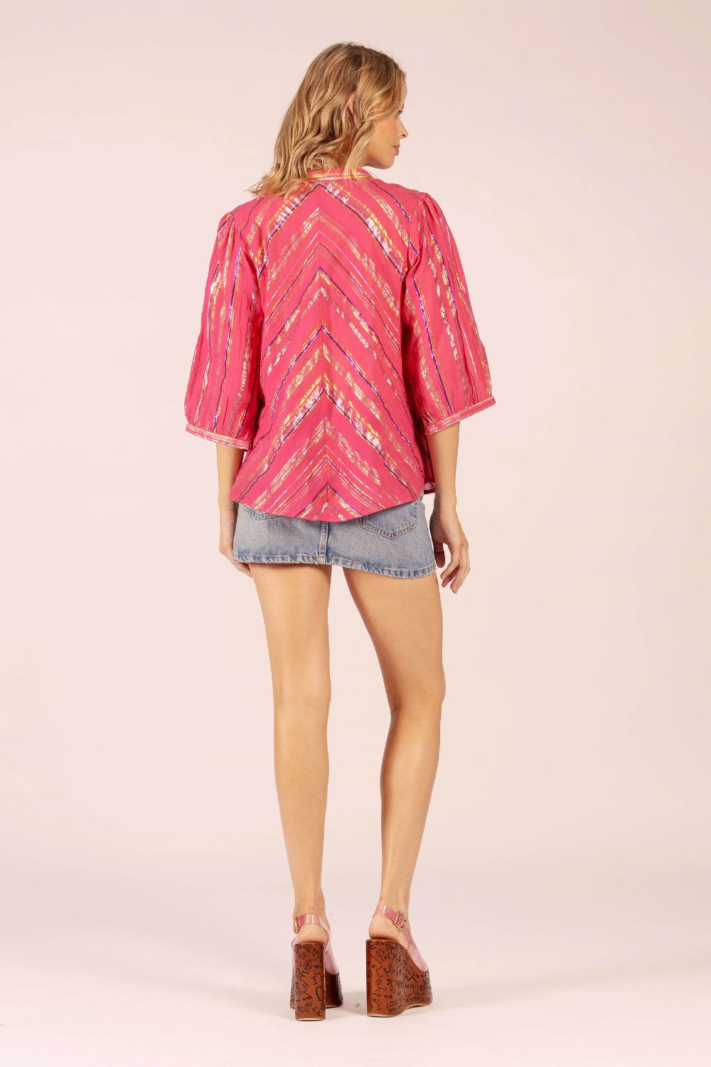 LOLA | Scarlett Candy Stripe Cotton Shirt | Candy Raspberry Stripe