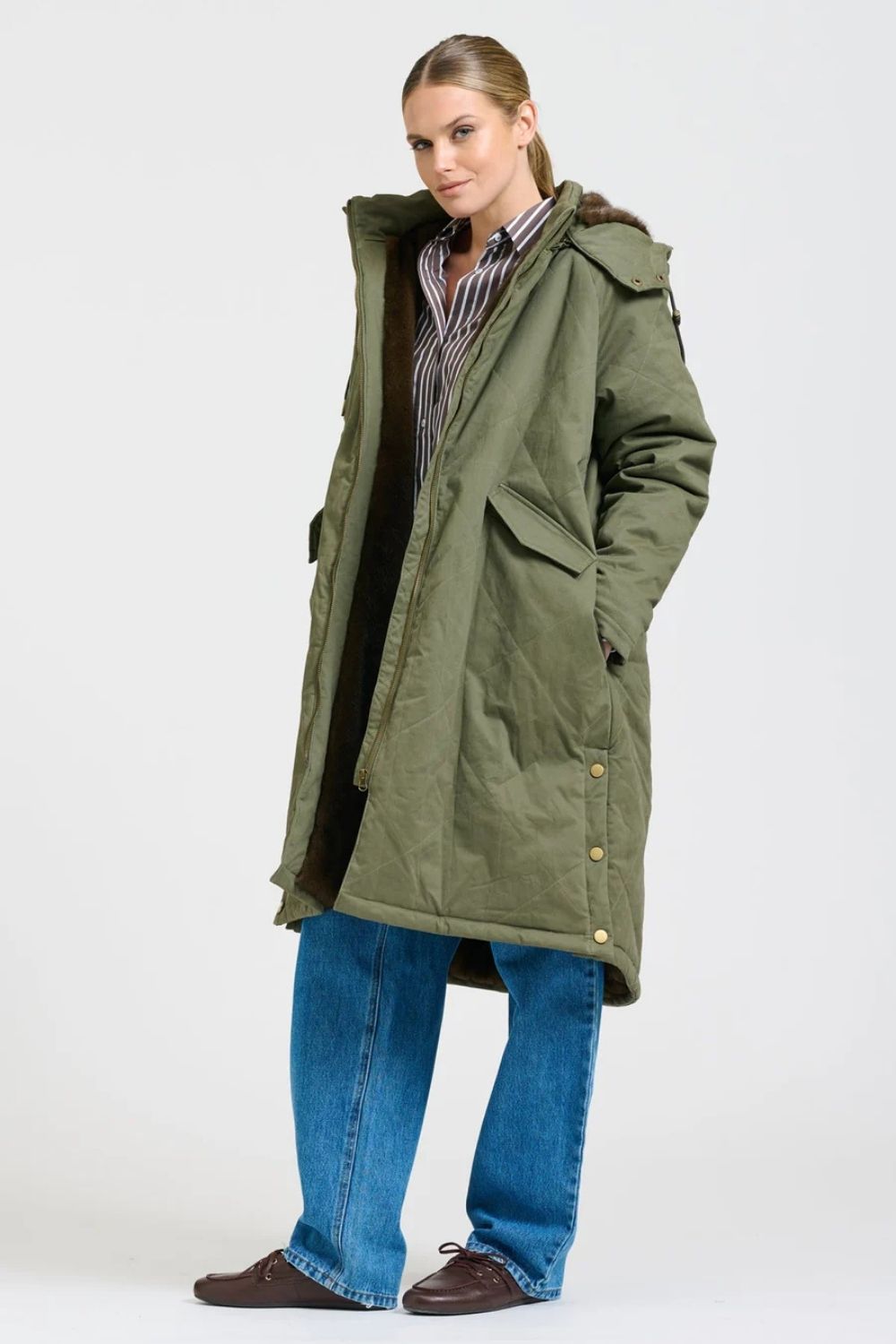 Shirty | Aspen Mid Line Coat | Khaki - Dutch Hideout
