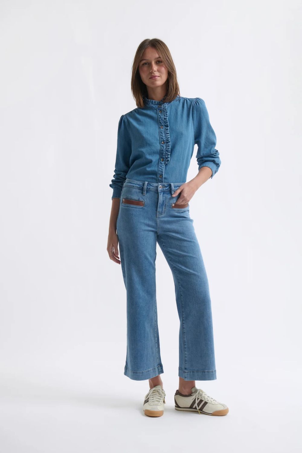 Kireina | Freya Jean | Leather Pocket | 70's Blue