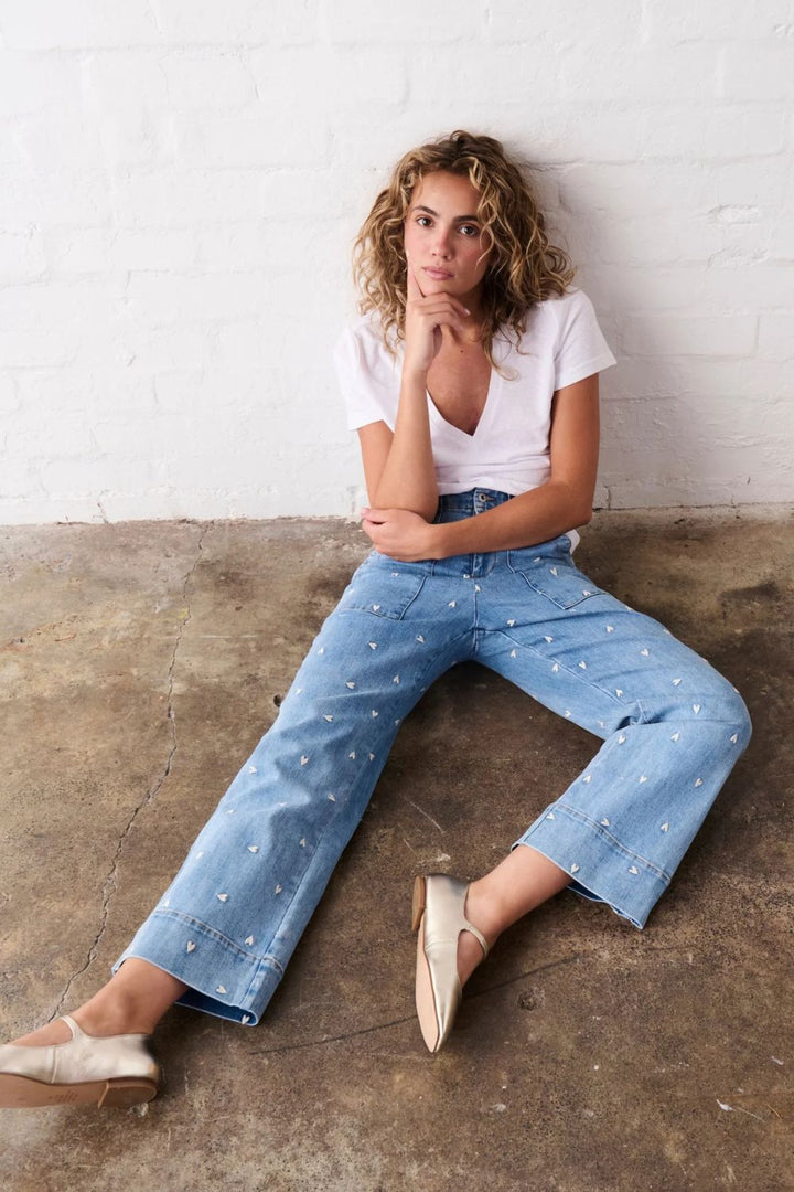 Kireina | Celeste Pant | Heart - 70s Blue