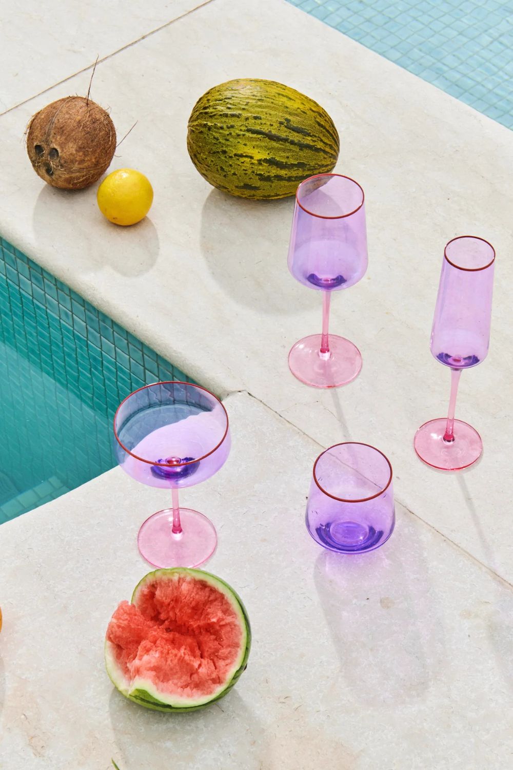 Kip & Co | Lilac Colour Block Tumbler Glass 2P Set