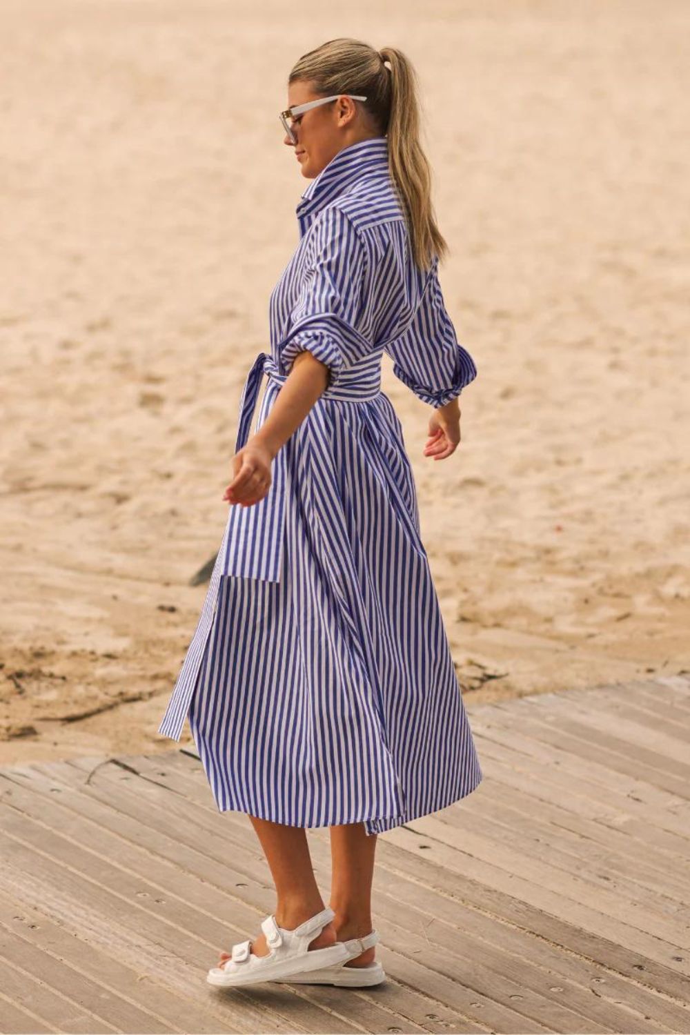 Shirty | Luna Oversized Long Shirtdress | Blue / White Stripe