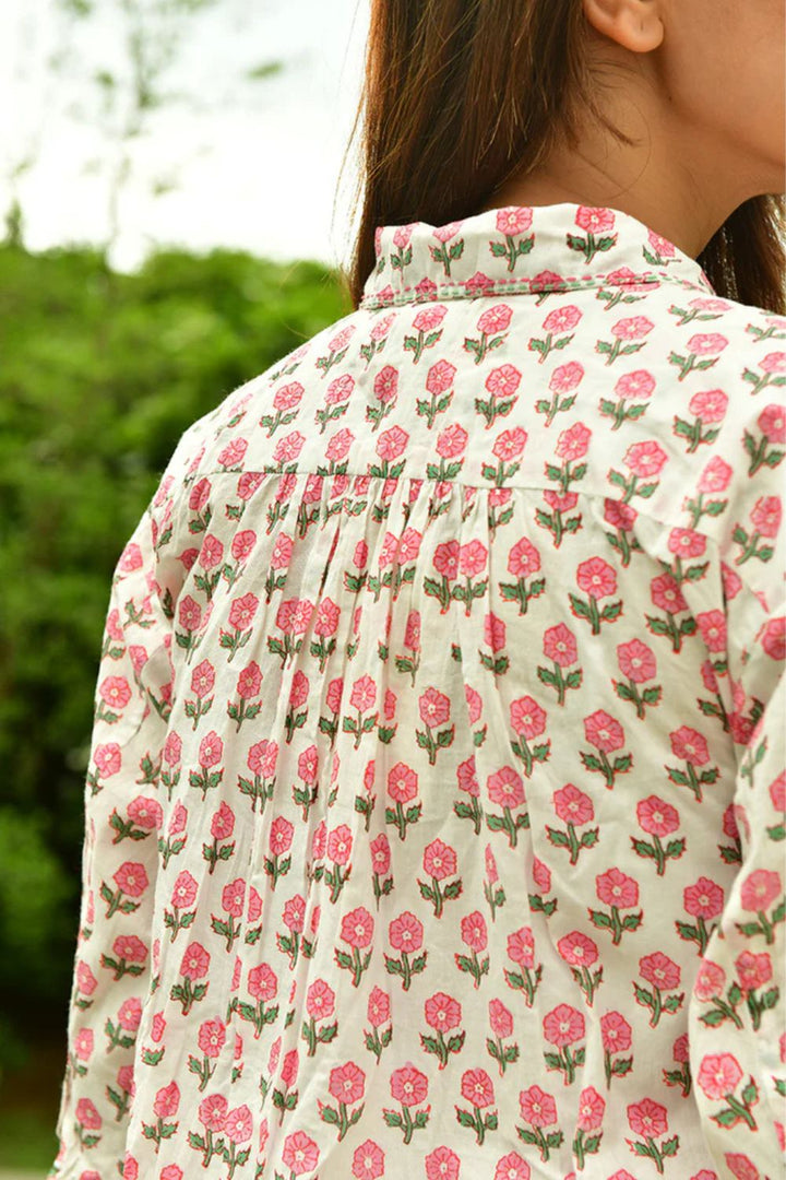 Mandalay Designs | Small Marigold Midi ShirtDress | White