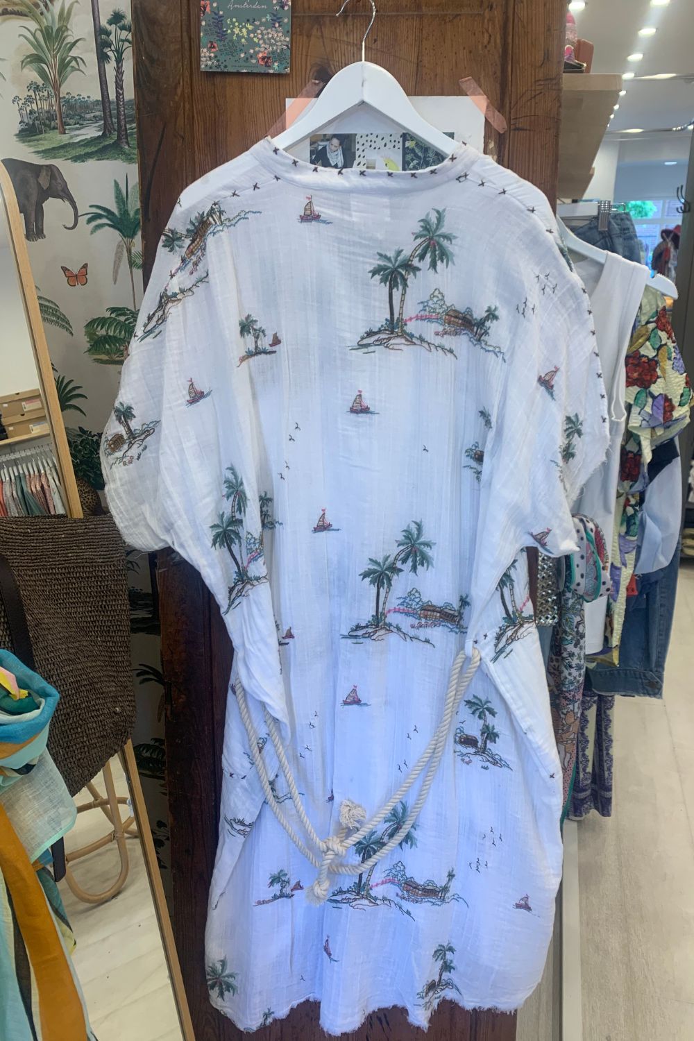 Mandalay Designs | Yas Palms Caftan | White / Multi