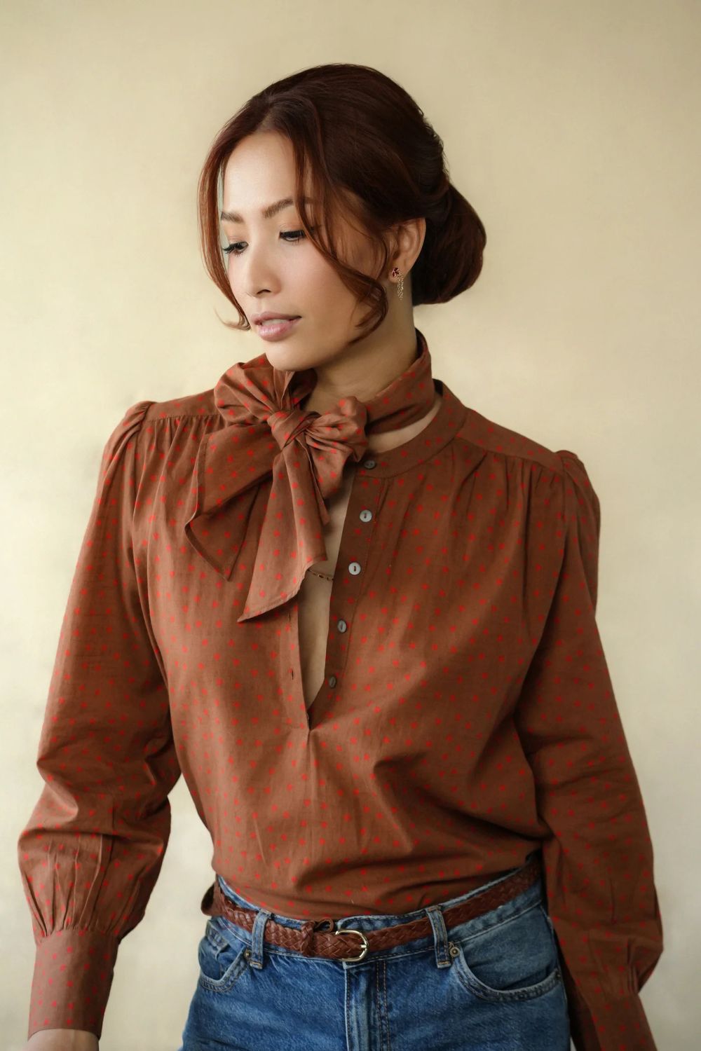Marie Louise De Monterey | Heart Blouse | Chocolate / Red