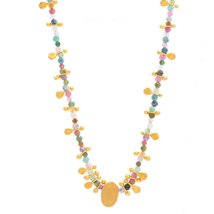 Ruby Teva | Multi Tourmaline Gold Nugget Necklace