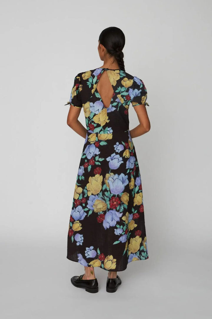 Stella Nova | Flowered Cotton Midi Dress | Dark Flowers