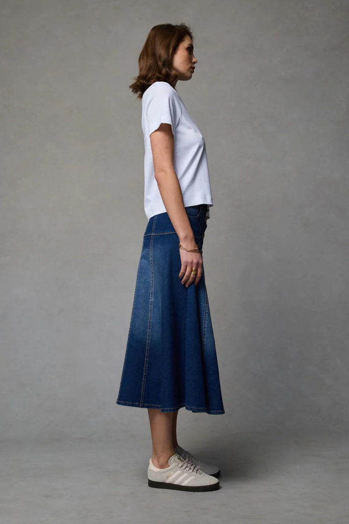 Dricoper | Gabby Indigo Blue Flare Skirt