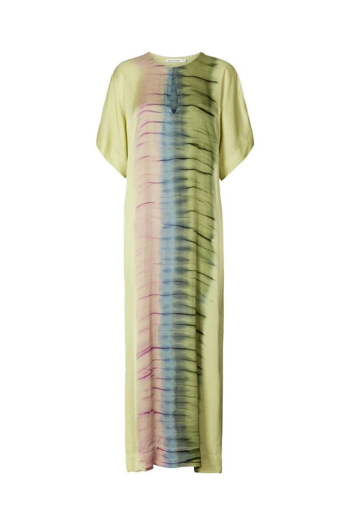 Rabens Saloner | Maha Macaw Colomn Dress | Lime Combo