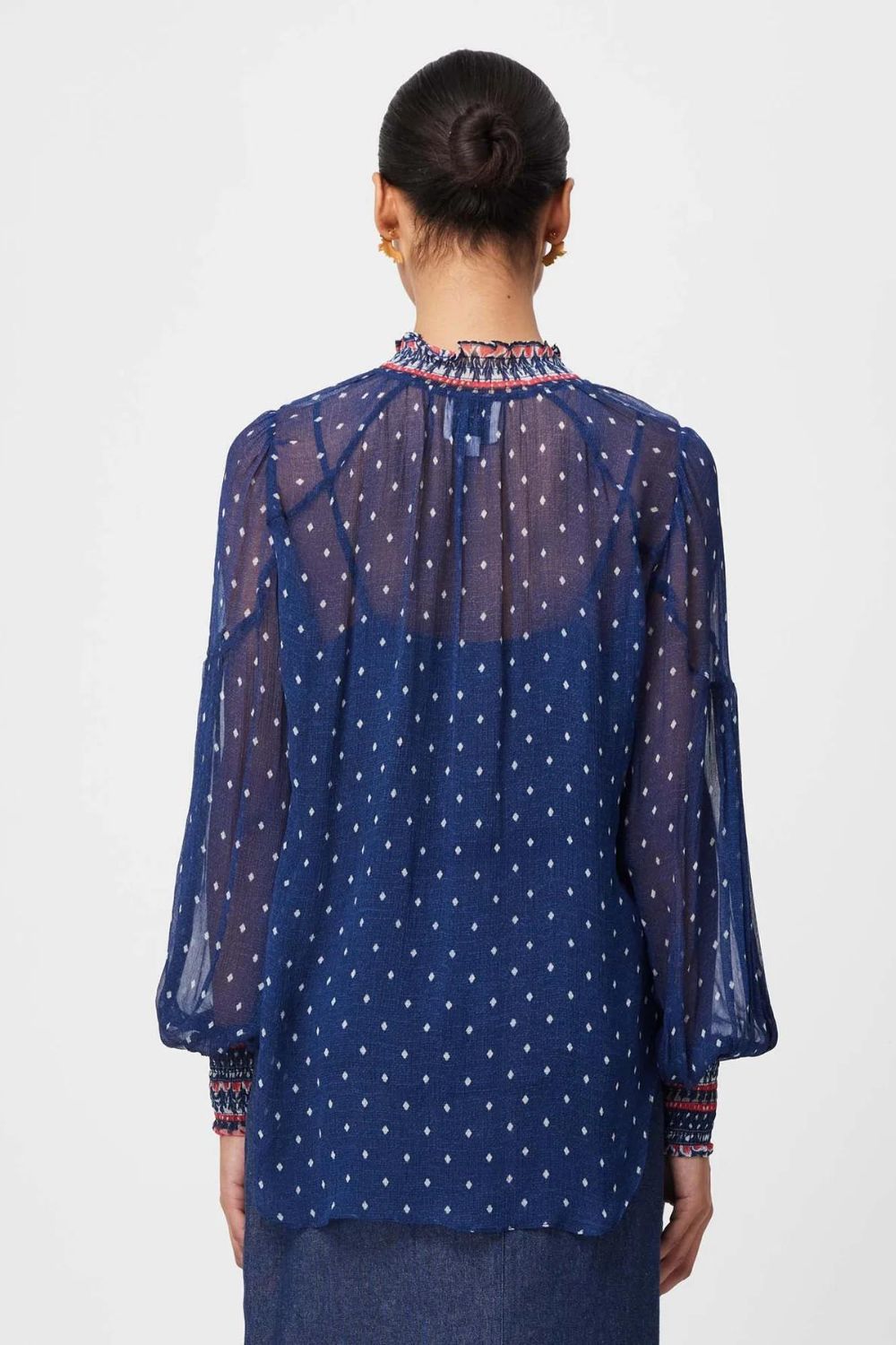 Once Was | Phoenix Viscose Chiffon Blouse | Lapis Spot