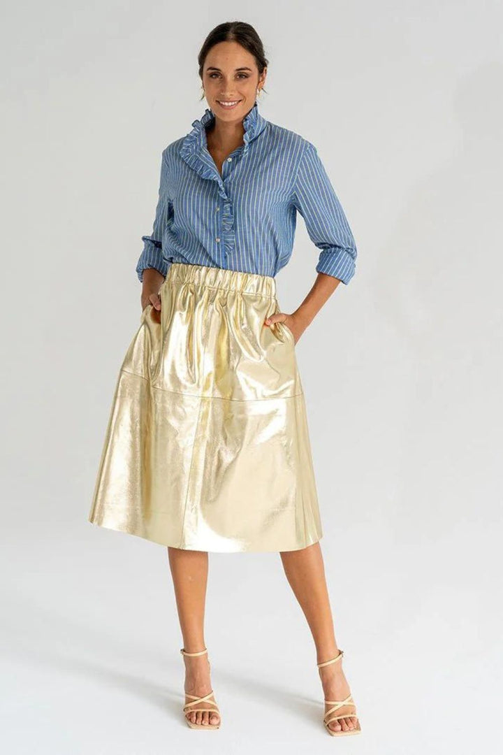 Arlington Milne | Lexi Vegan Leather Skirt | Gold