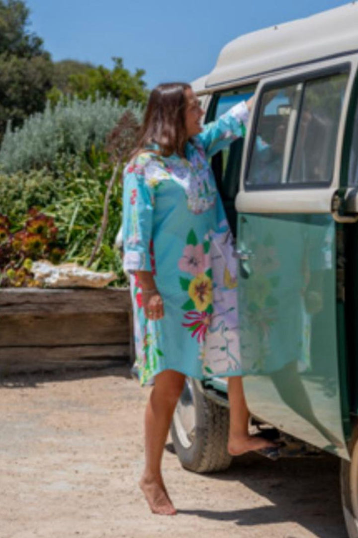 Mandalay Designs | Road Trip Shirtdress | White / Multi