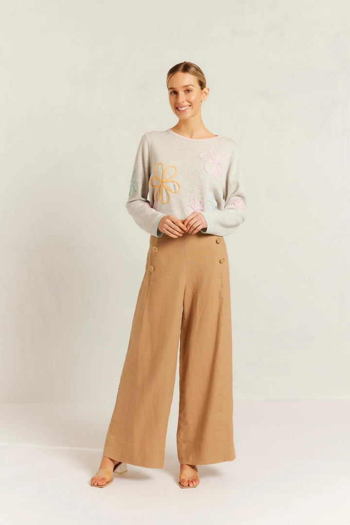 Alessandra | Atlas Linen Pant | Latte