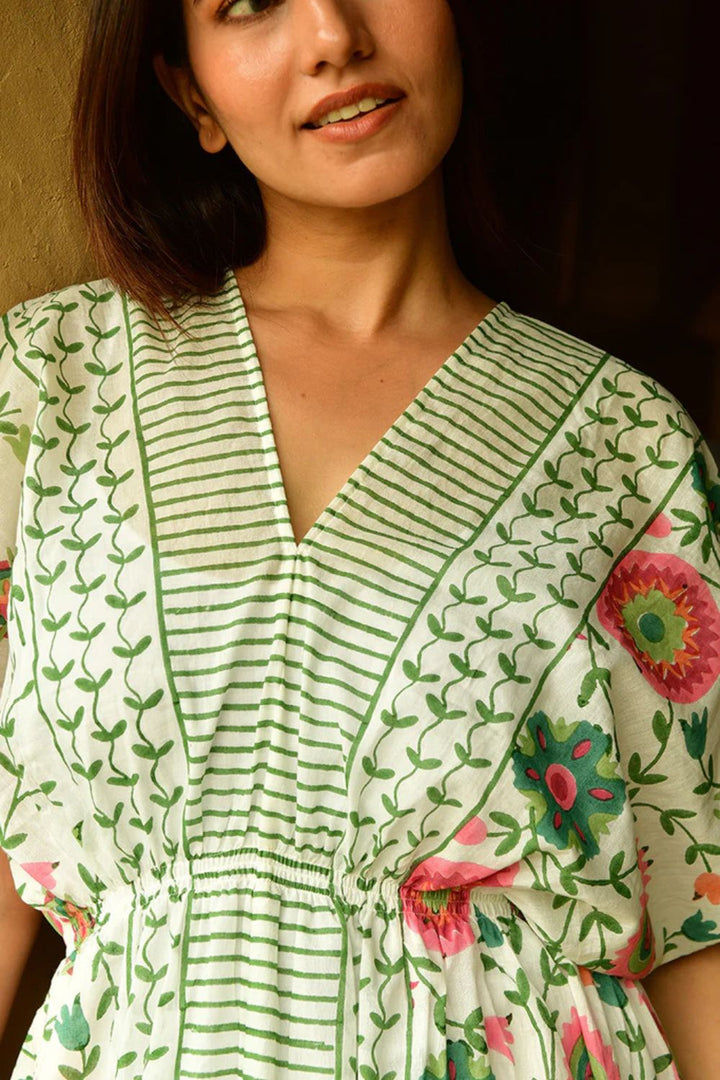 Mandalay Designs | Suzani Beach Caftan | White