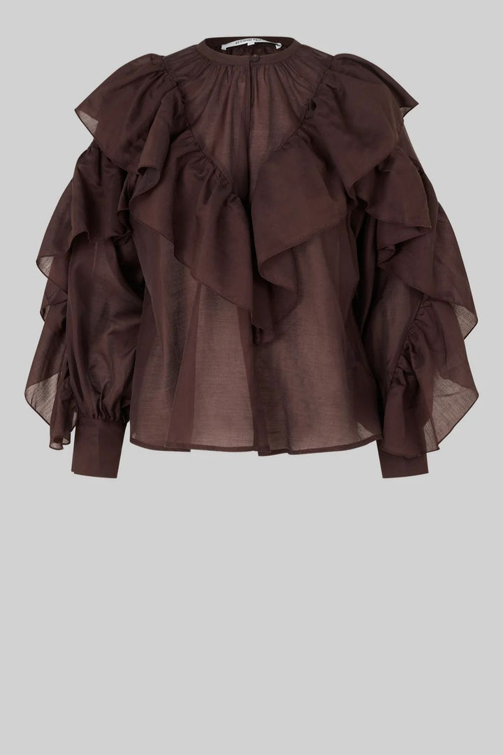 Second Female | Fria Frill Detail Blouse | Chocolate Plum