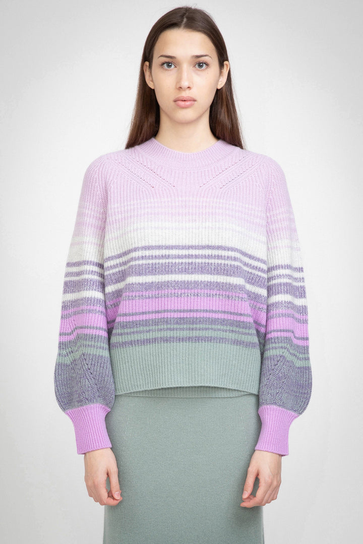 Aleger | Cashmere Blend Chunky Ombre Balloon Sleeve | Mauve Moss
