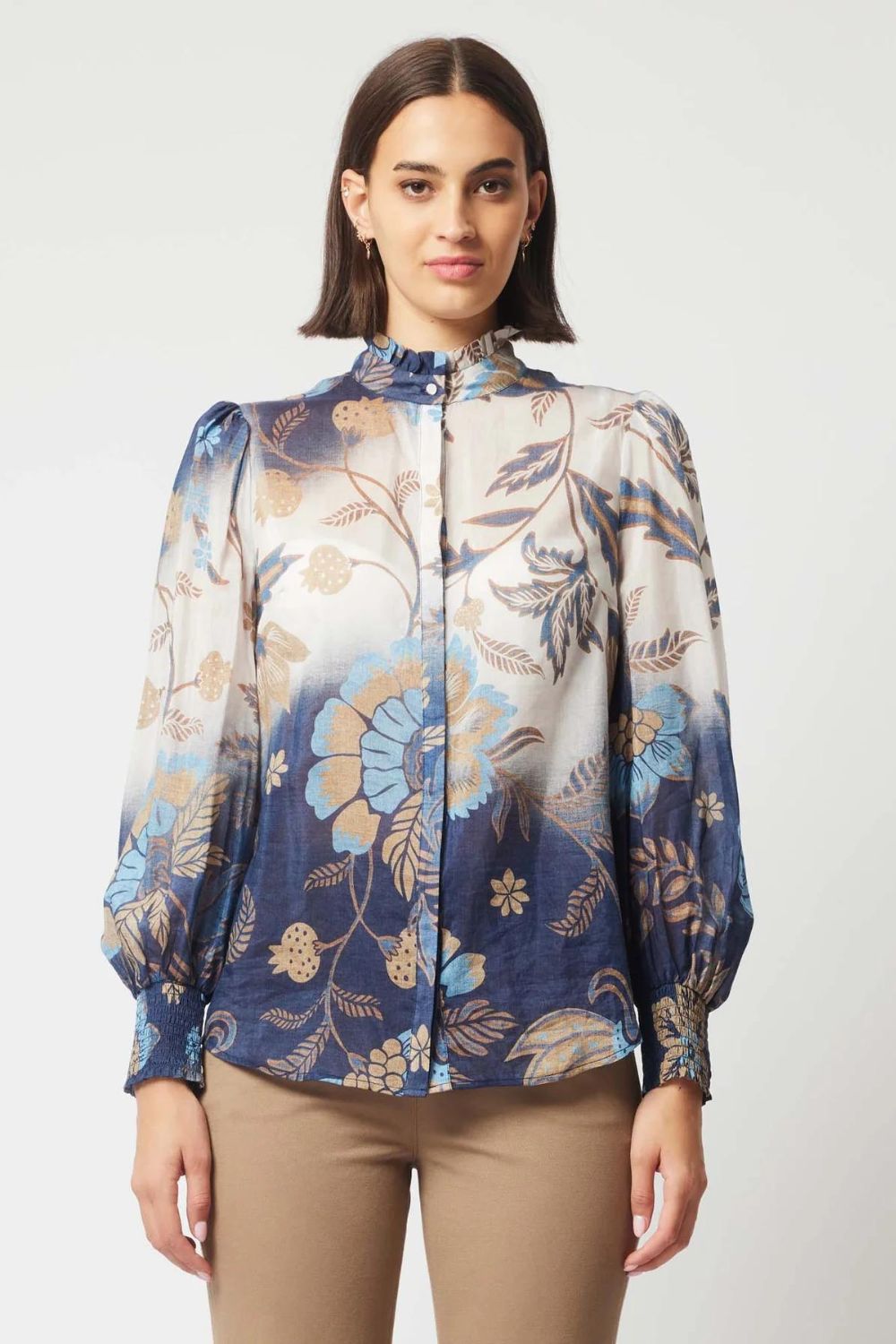 Once Was | Dynasty Cotton Silk Shirt | Lotus Flower