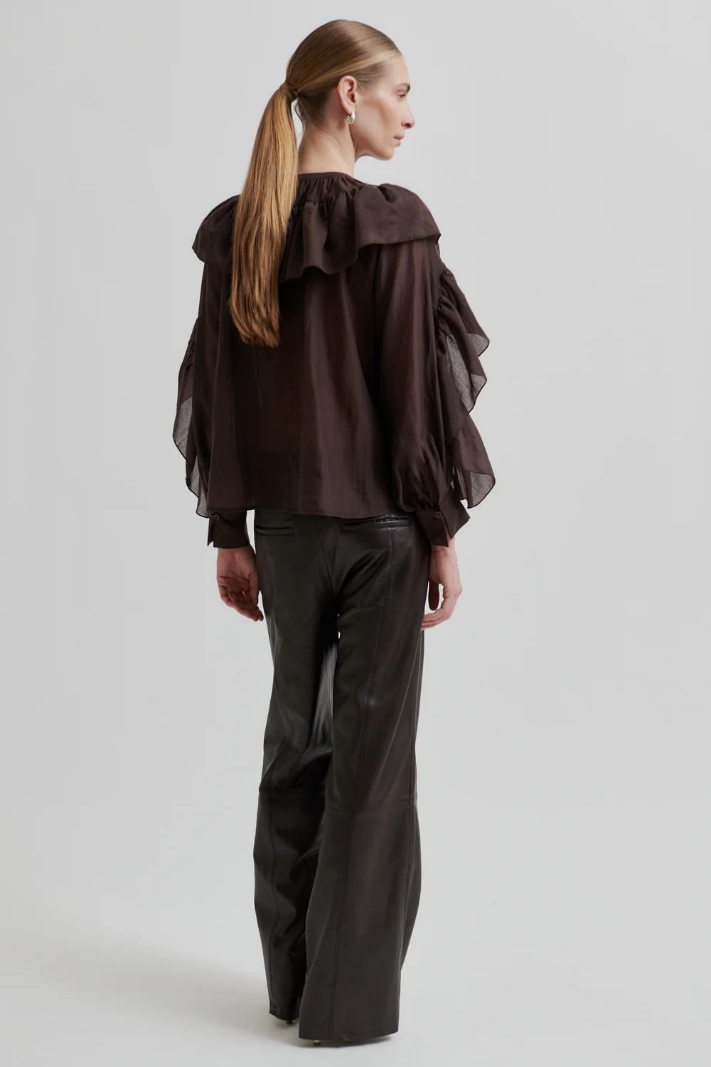Second Female | Fria Frill Detail Blouse | Chocolate Plum
