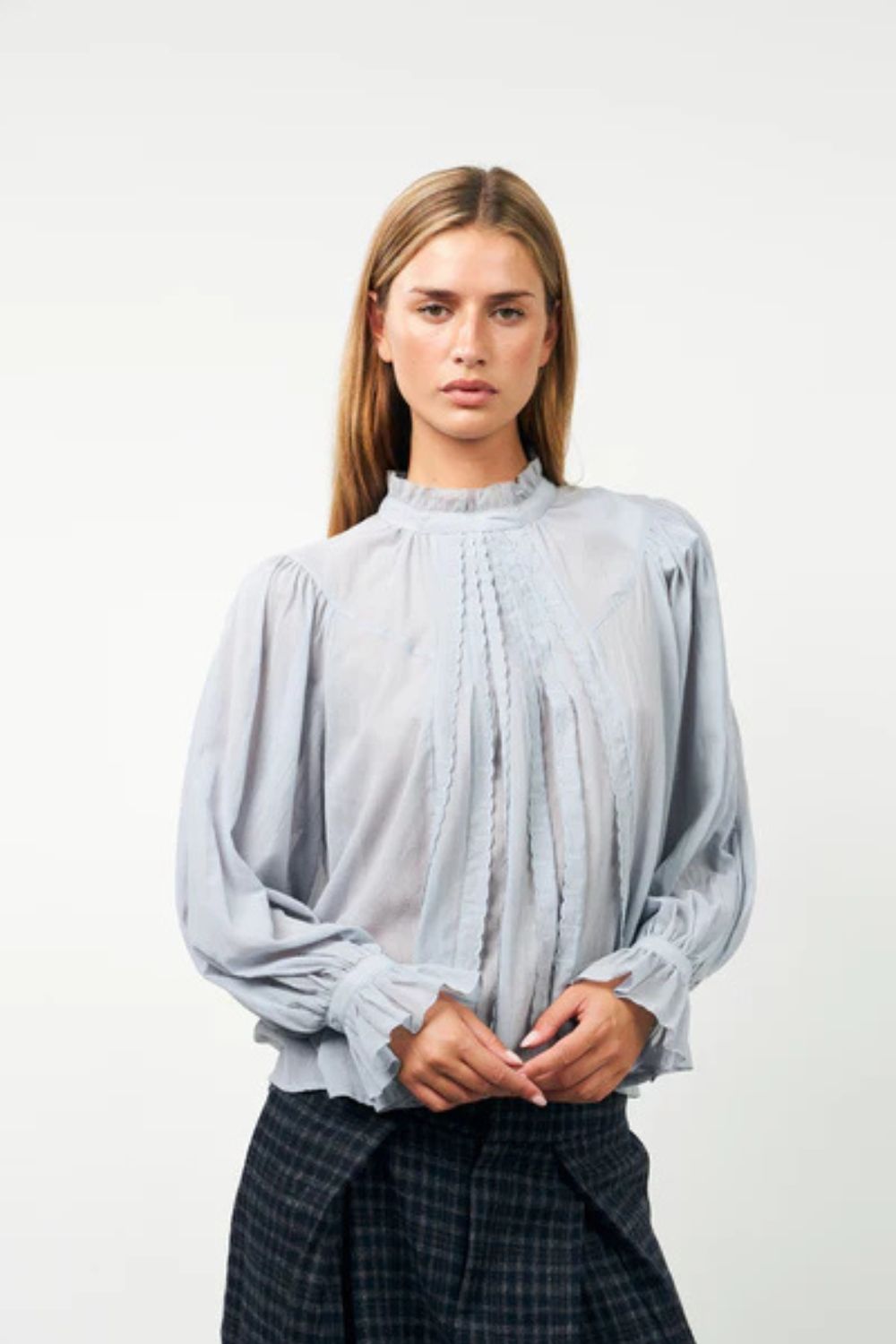 Lollys Laundry | PresleyLL Shirt LS | Dusty Blue - Dutch Hideout