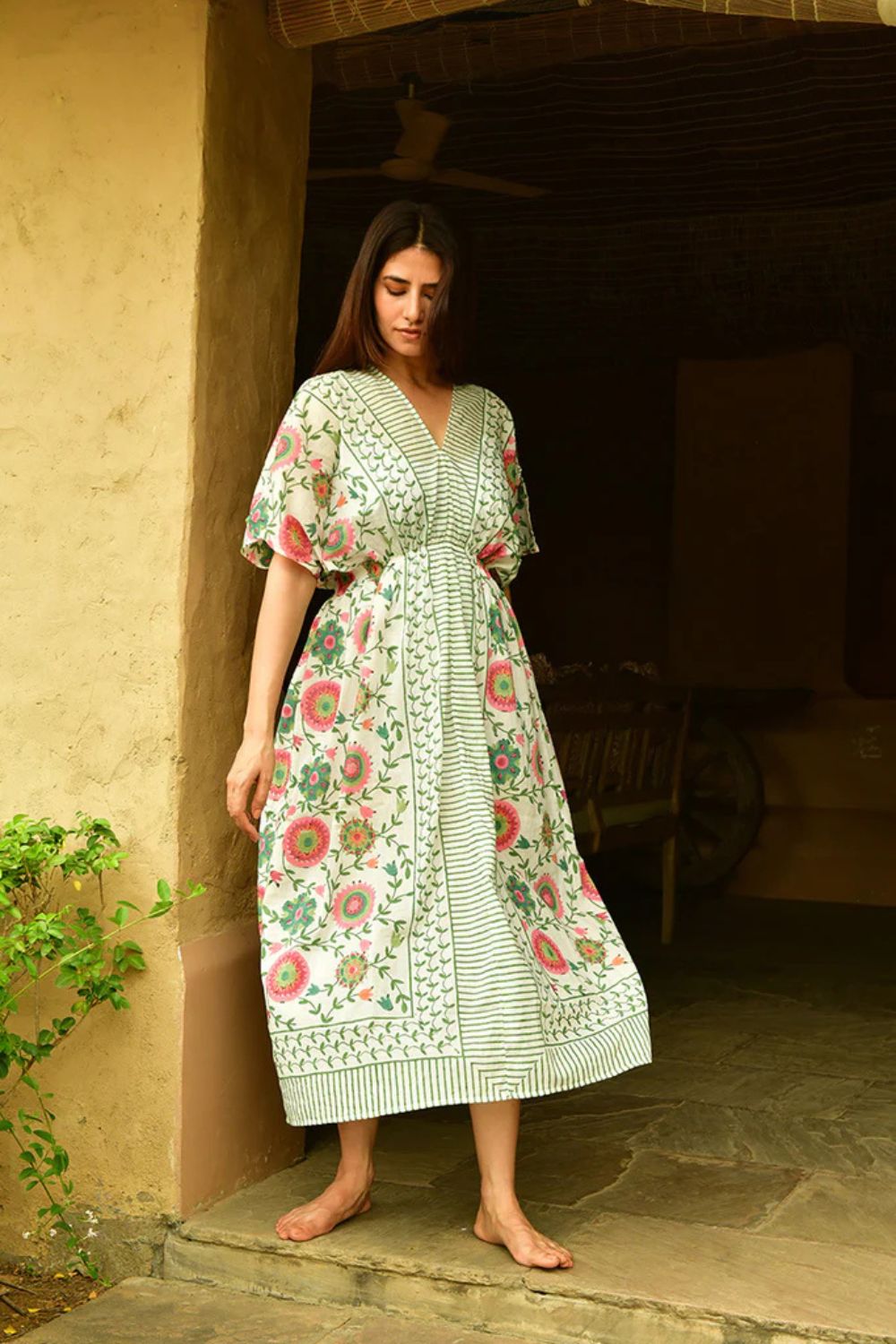Mandalay Designs | Suzani Beach Caftan | White